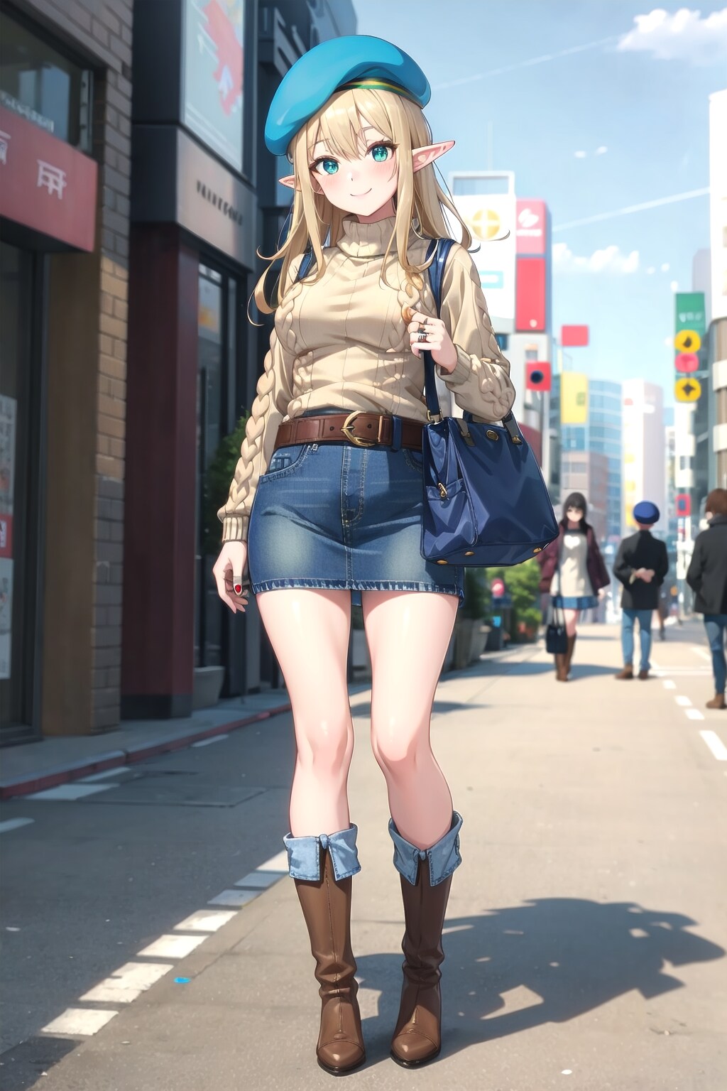 ベレー帽とデニム