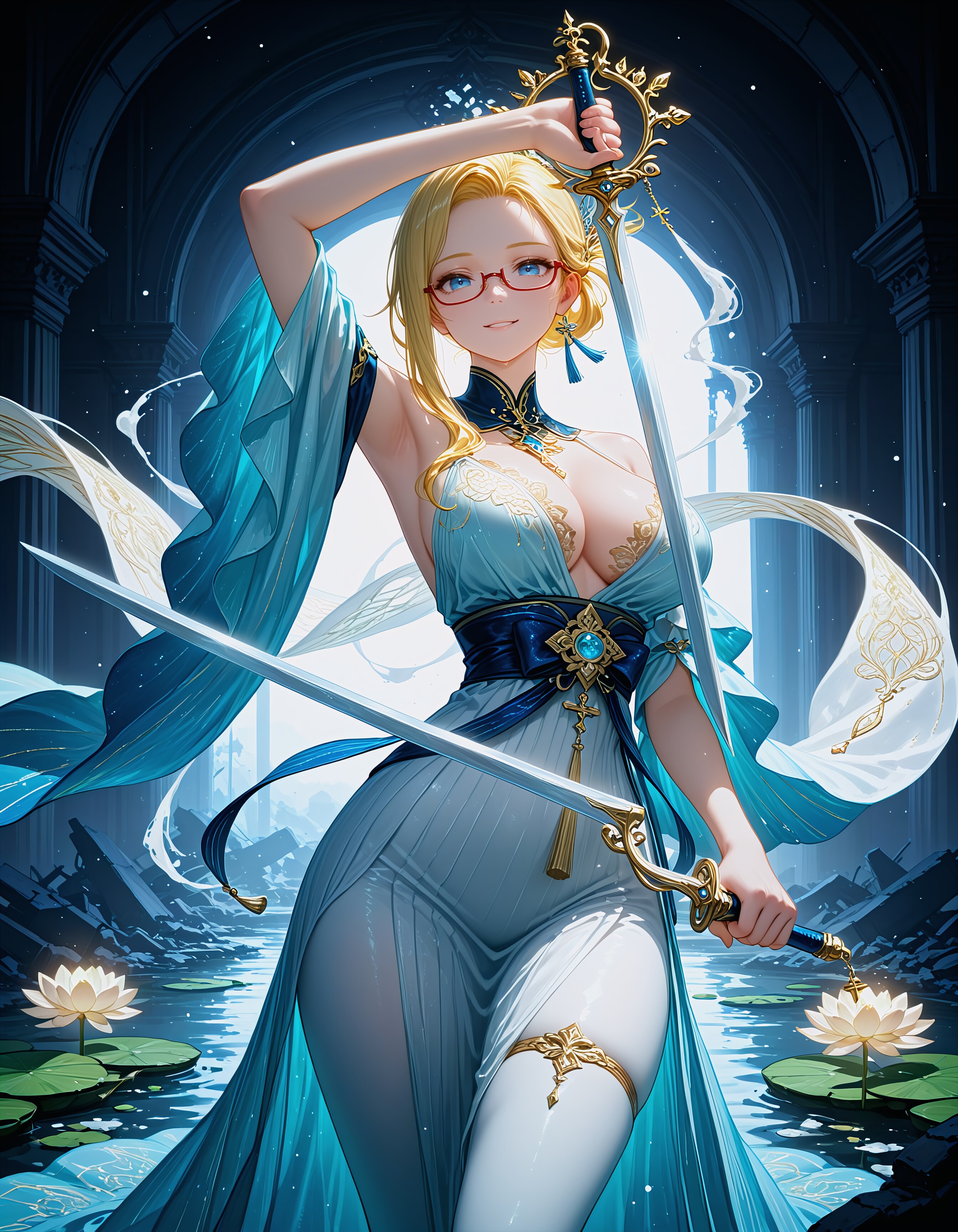 東洋風 眼鏡の剣の女神 | の人気AIイラスト・グラビア