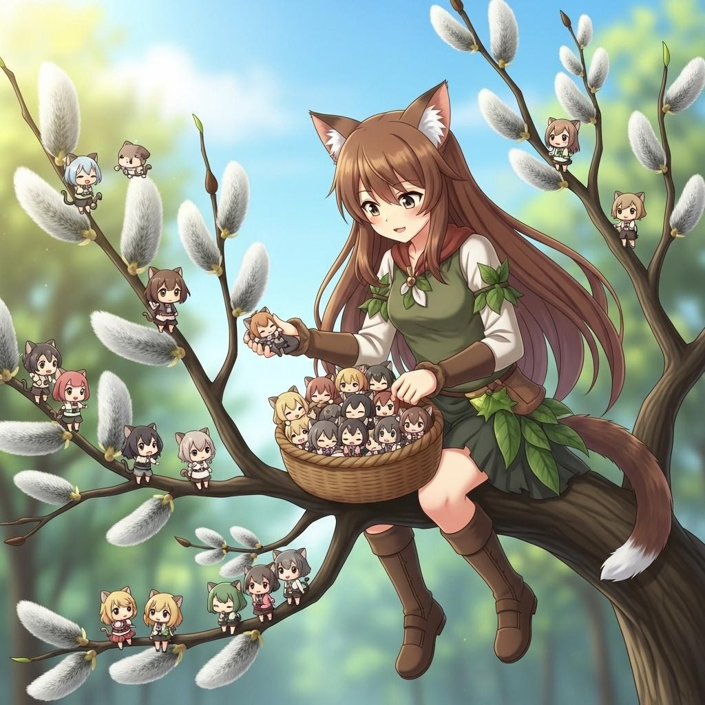 ネコヤナギの収穫・２