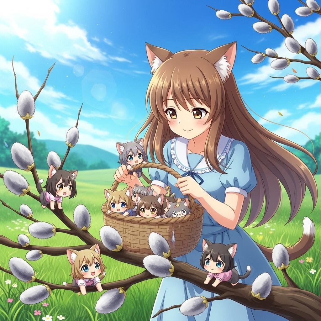 ネコヤナギの収穫・２