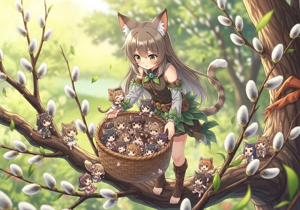 ネコヤナギの収穫・２