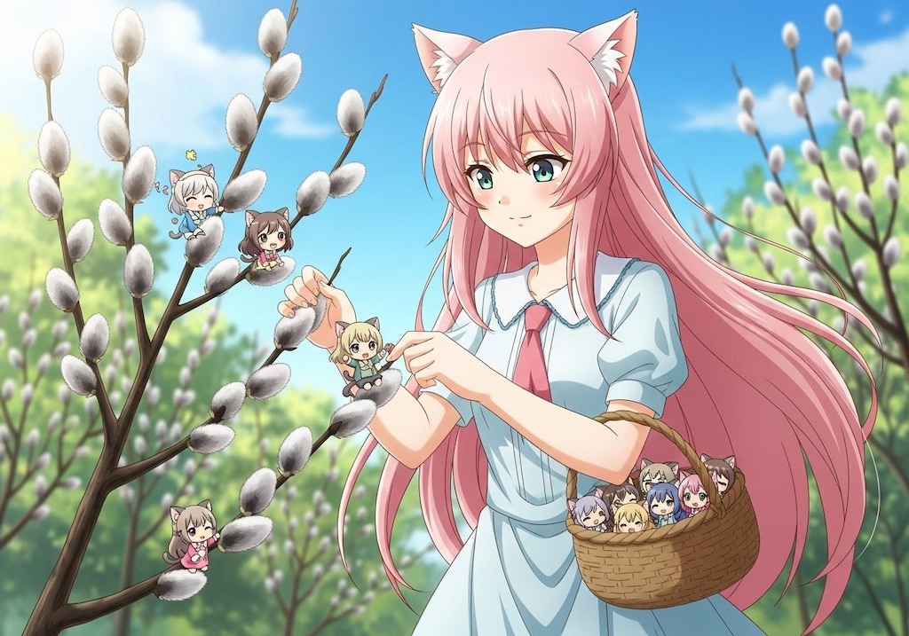 ネコヤナギの収穫・２