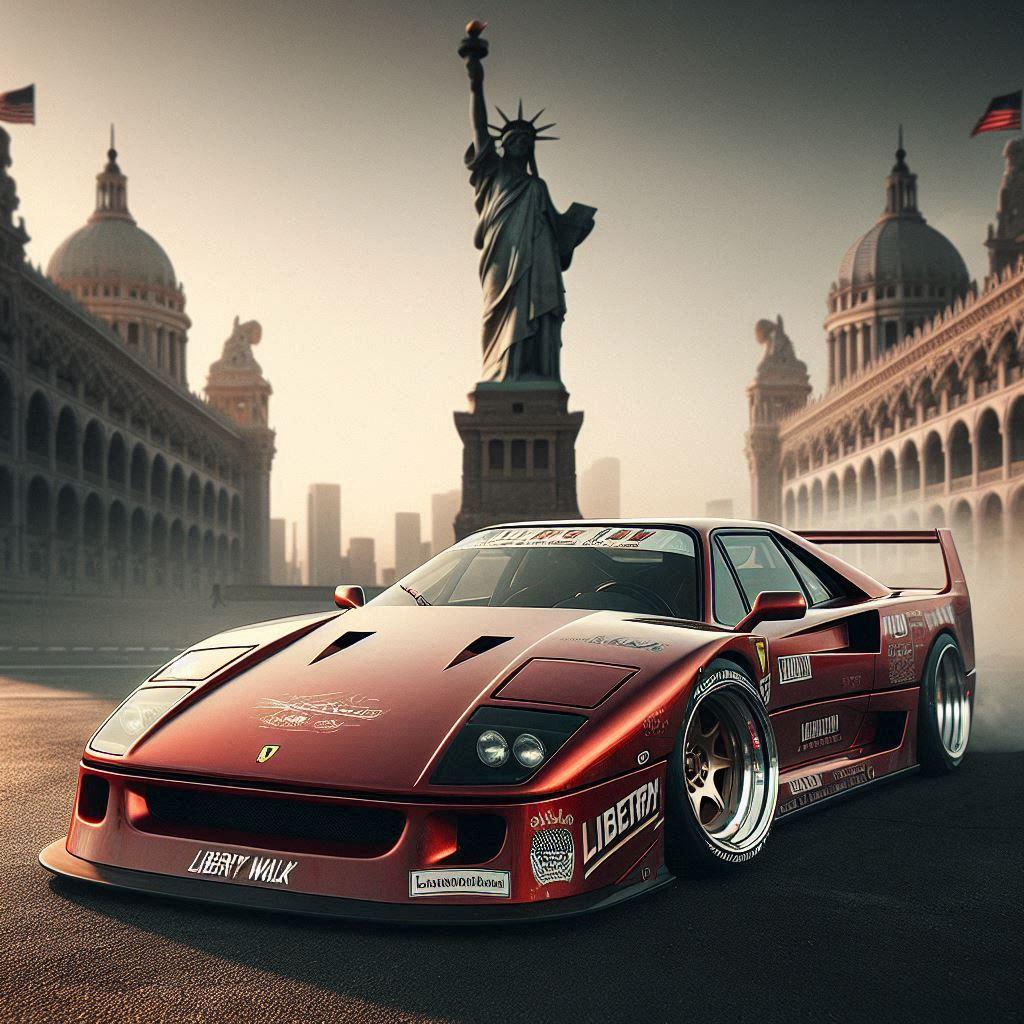 リバティーウォークフェラーリF40のドリ車 | の人気AIイラスト・グラビア
