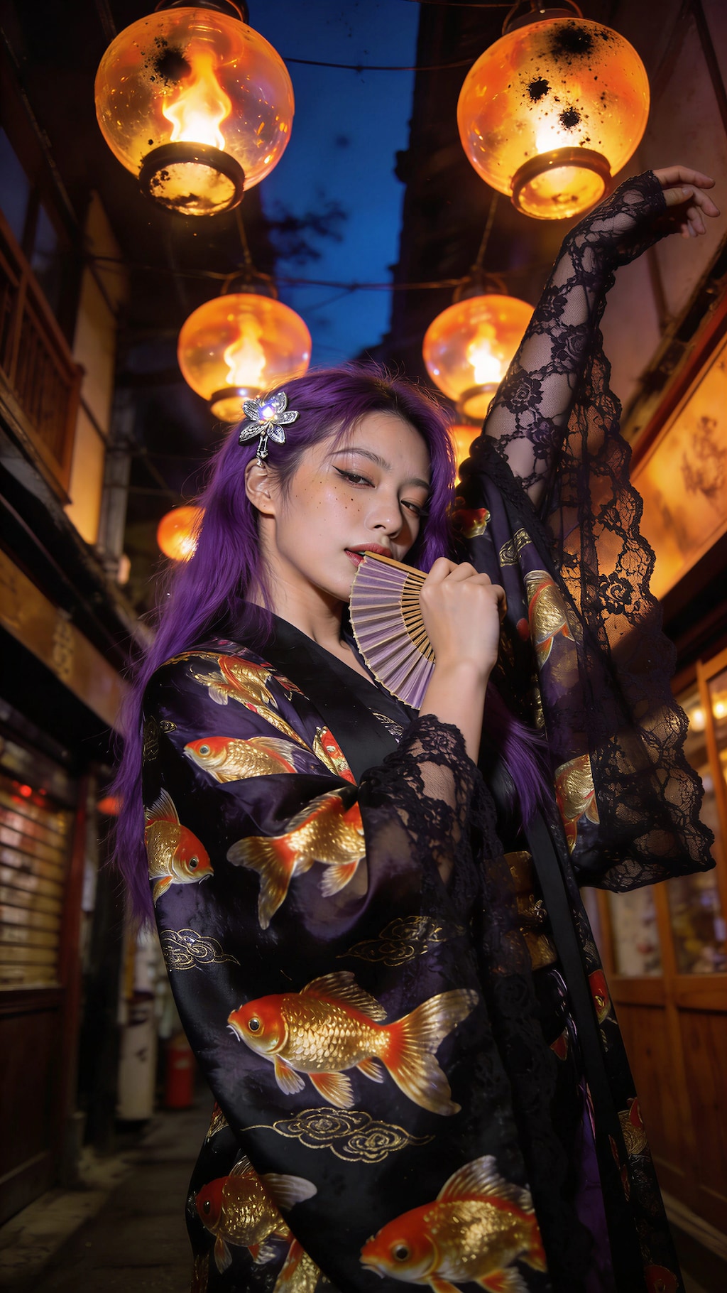 Goldfish Beneath the Lantern Moon