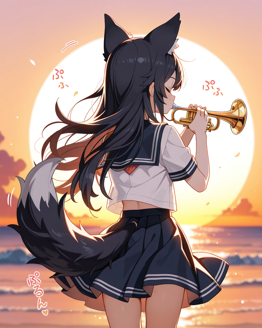 夕日に向かって・・・。