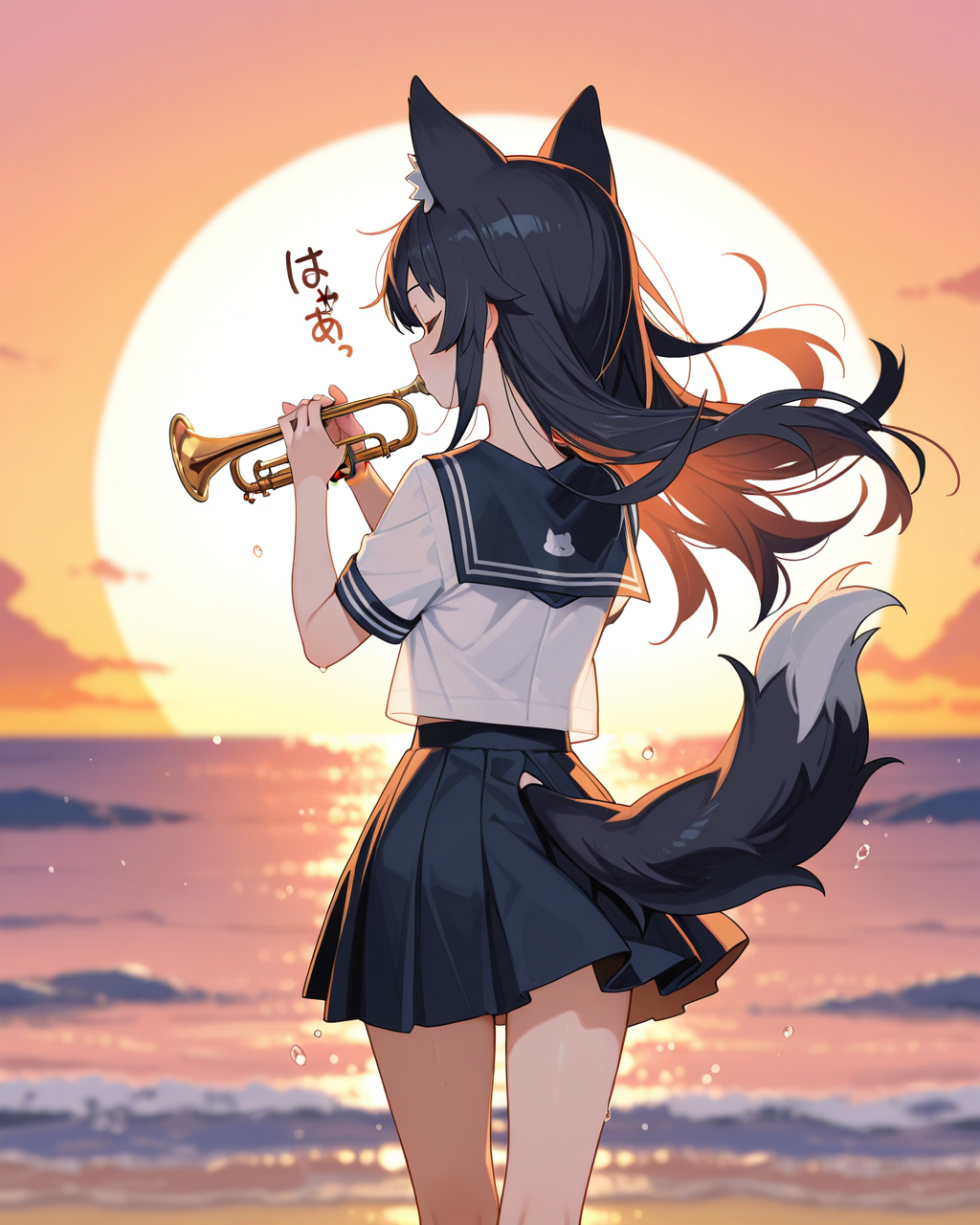 夕日に向かって・・・。