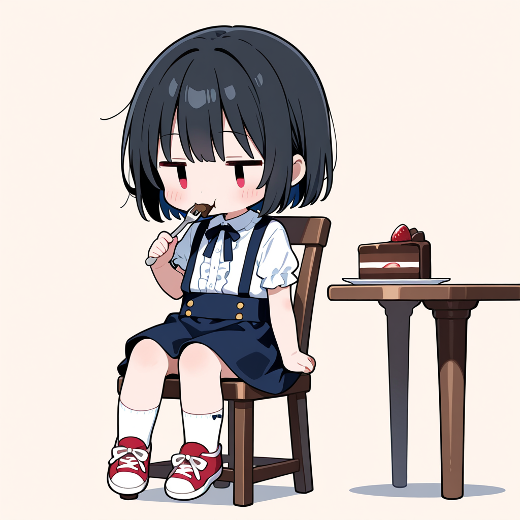 チョコレートケーキを食べる