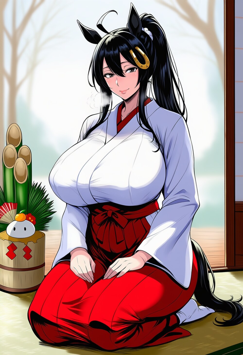 新年巫女コスプレオリ馬娘人妻の日常