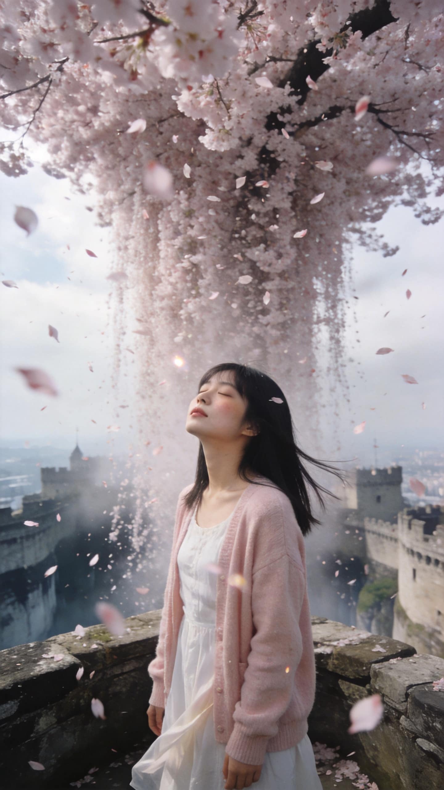 Beneath the Falling Blossom Sky | の人気AIイラスト・グラビア