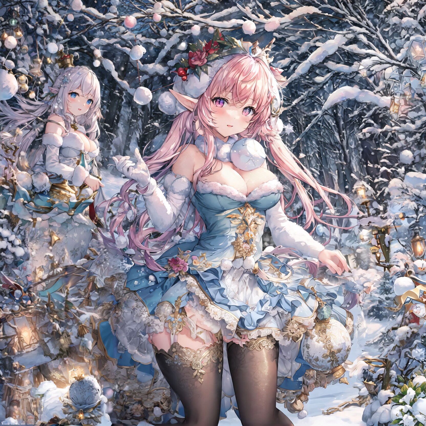 冬森のエルフさんの雪遊び