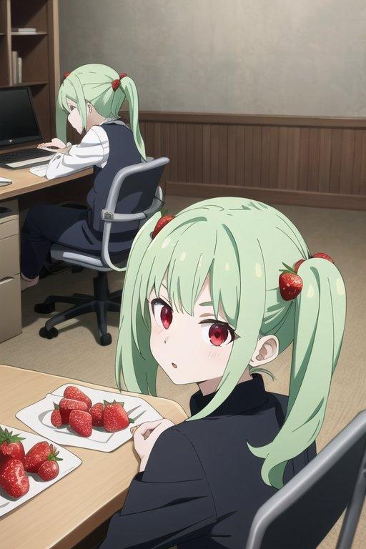 イチゴを食べようとする | の人気AIイラスト・グラビア