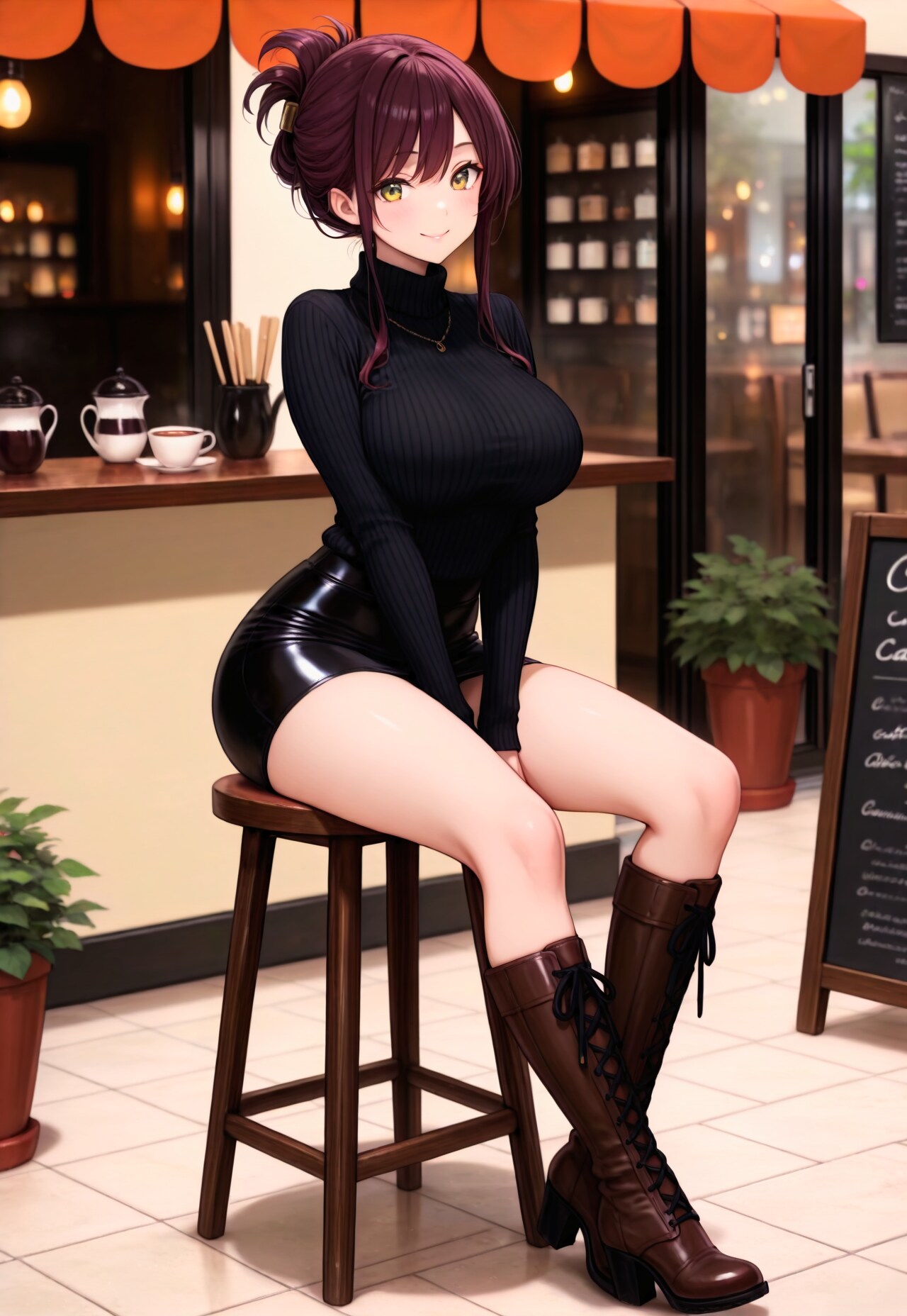 263（カフェでスツールに座る）