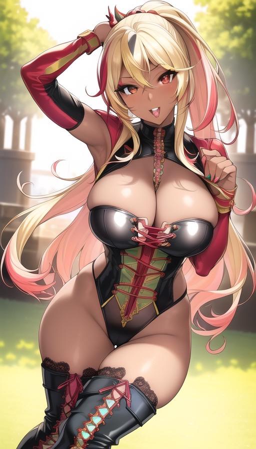 褐色ギャルレースクイーンイラスト集