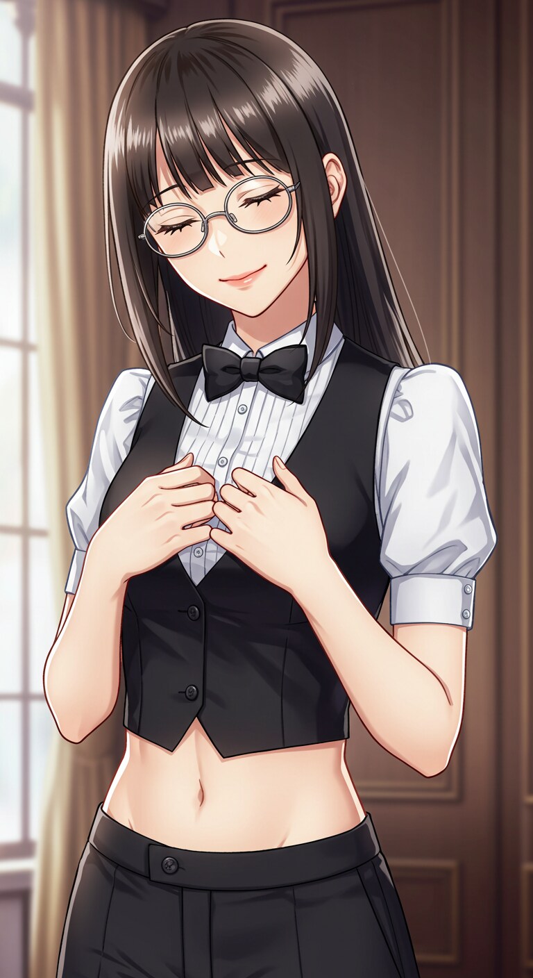 かっこかわいいパフ袖好きのタキシード美少女のロマンティックな執事