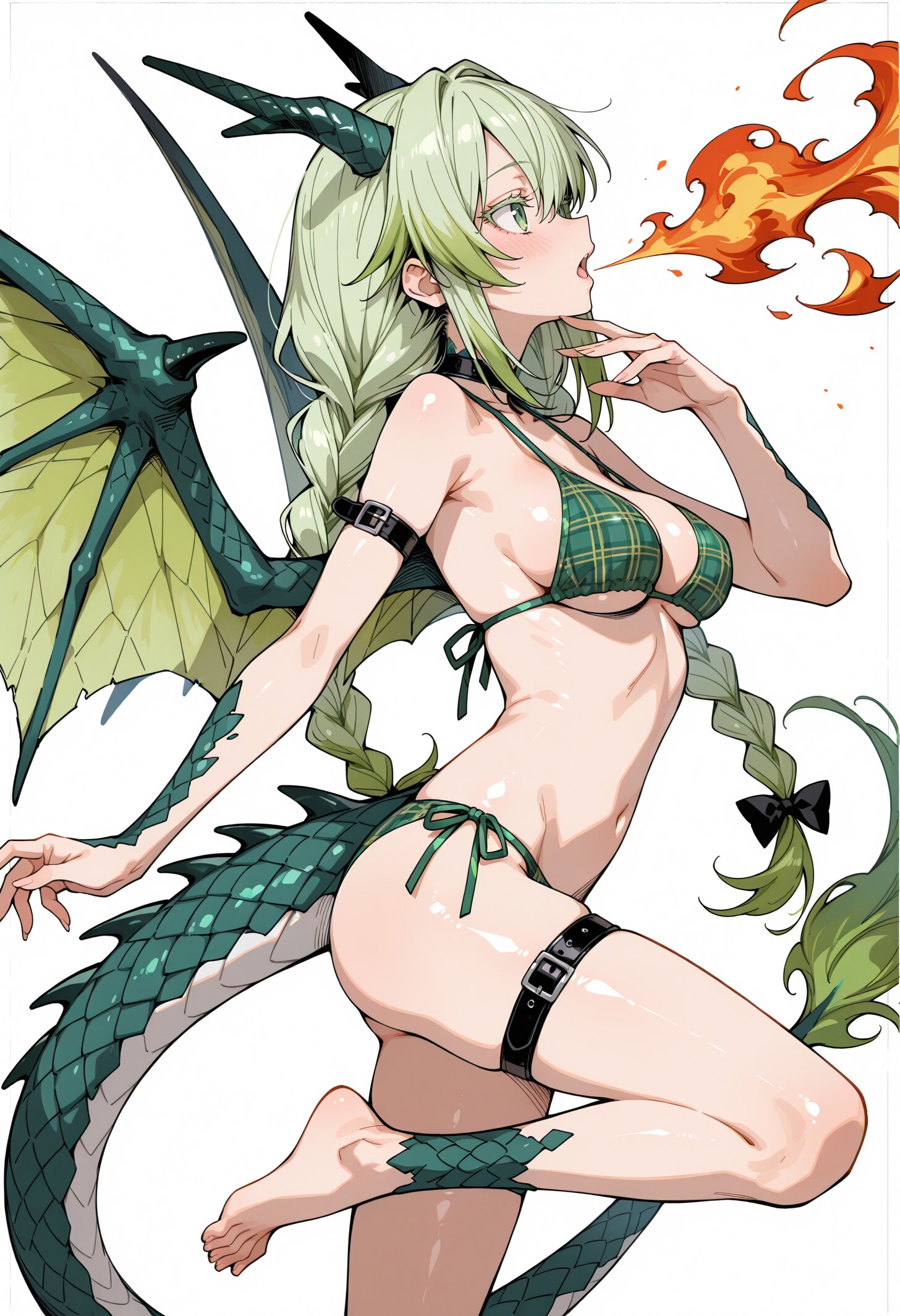 緑色ビキニドラゴン娘
