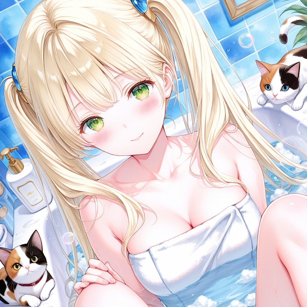 お風呂の日（１）タオルを巻いたQILINちゃん