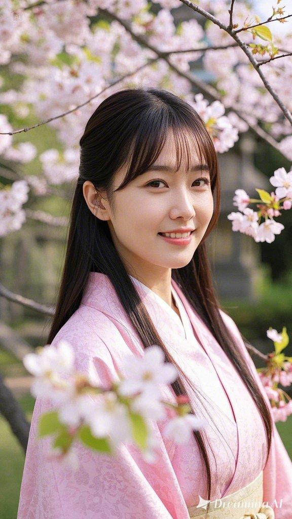和装女子の花見