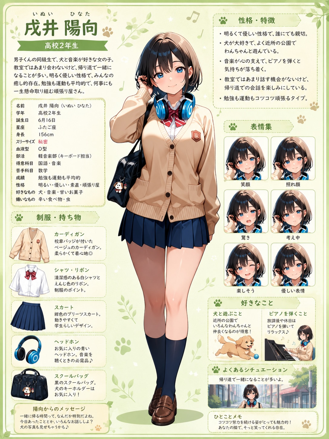 キャラクターシート陽向ちゃん