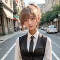 黒ベスト姿のポニーテール少女 7枚目