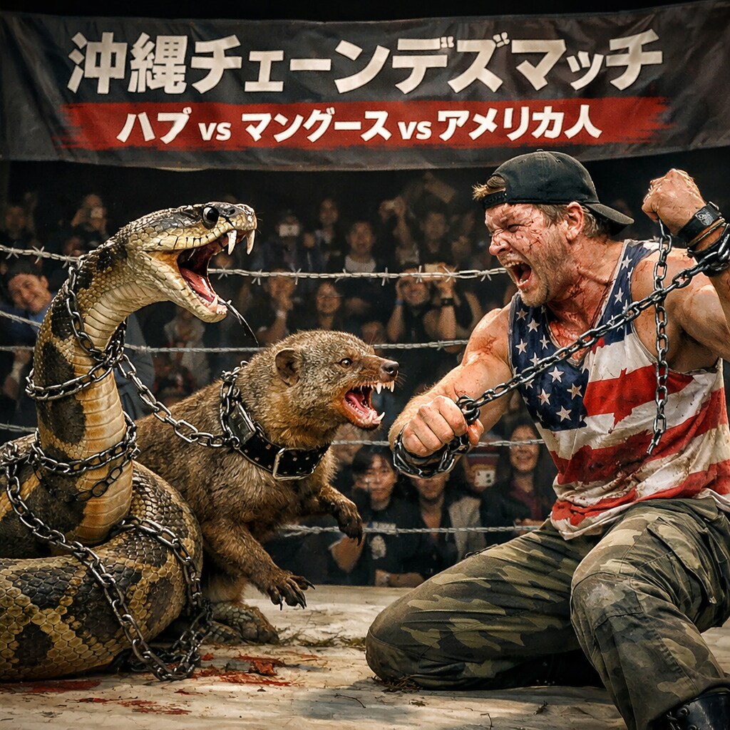 沖縄チェーンデズマッチ ハブvsマングースvsアメリカ人 | の人気AIイラスト・グラビア