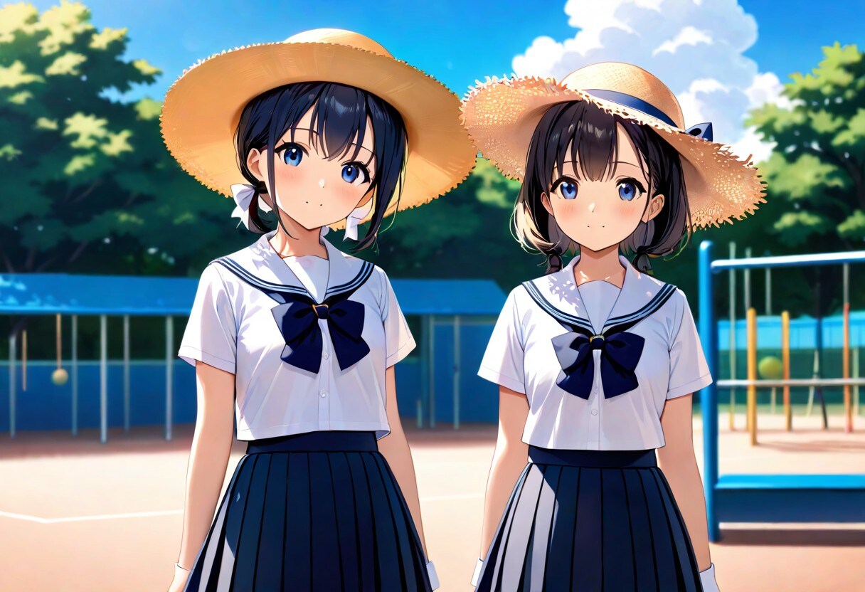 麦わら帽子のセーラー服少女 | の人気AIイラスト・グラビア