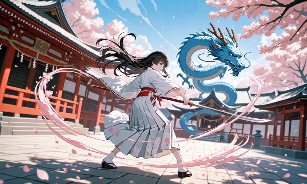 薙刀女子と青龍