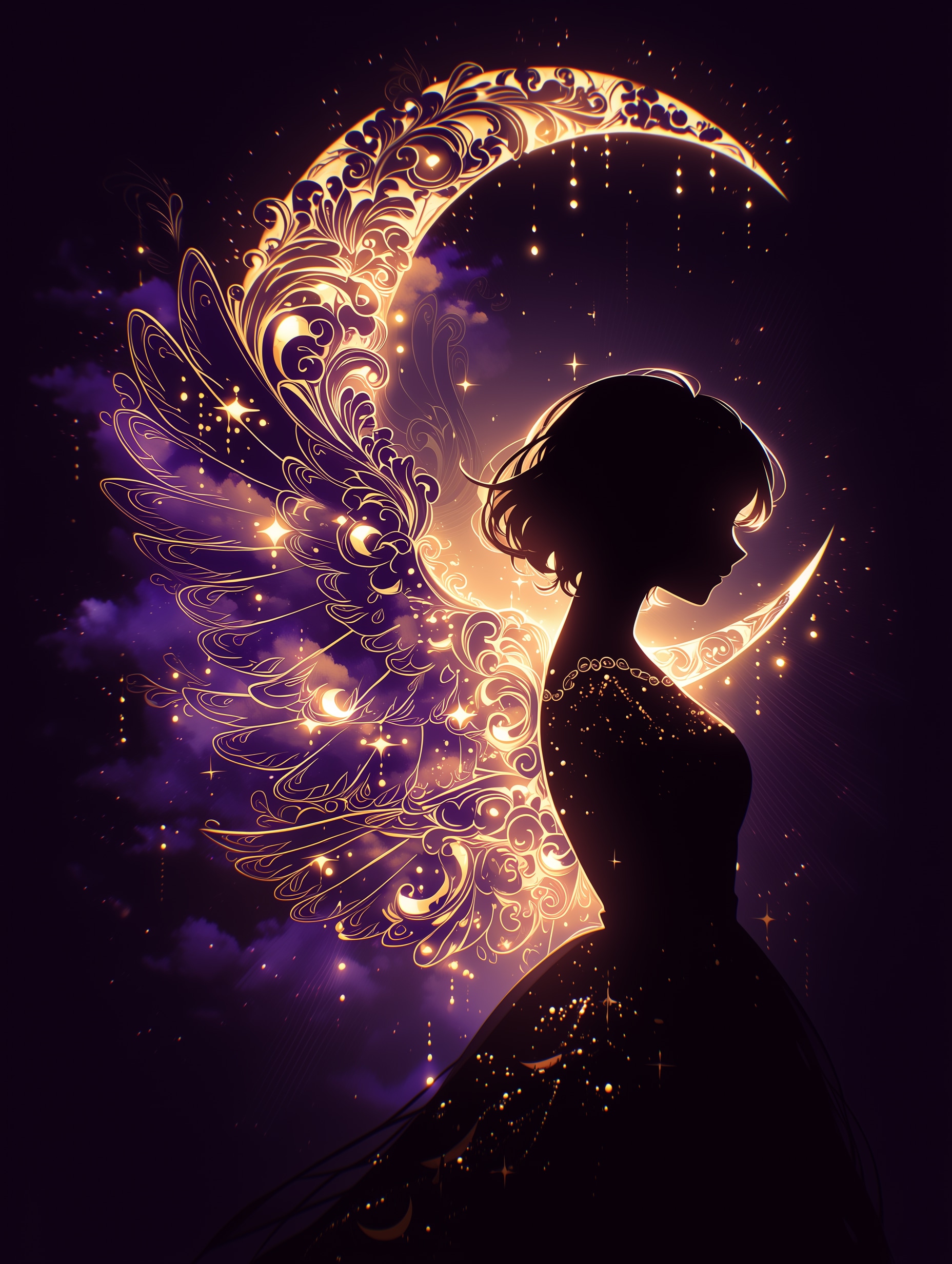 月と翼のファンタジー | の人気AIイラスト・グラビア