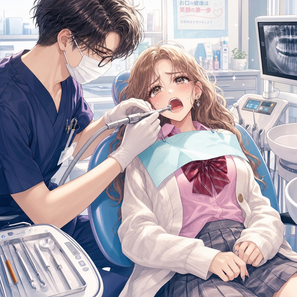 虫歯治療を受けるJK