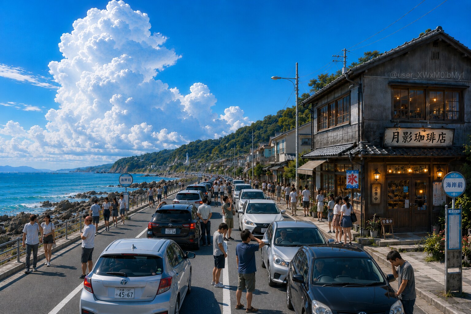 海岸前の「月影珈琲店」　８ | の人気AIイラスト・グラビア