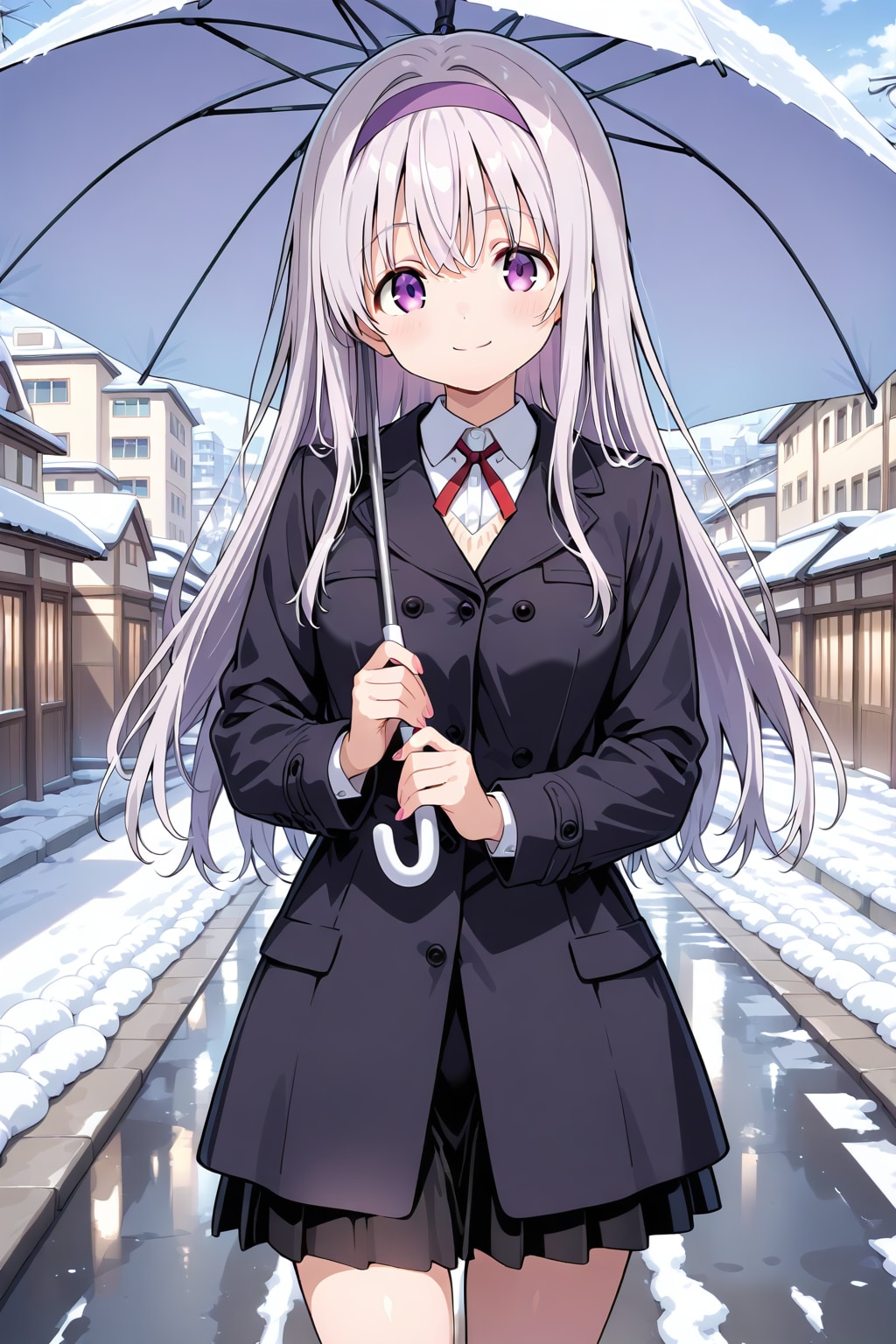 銀髪少女と雪景色