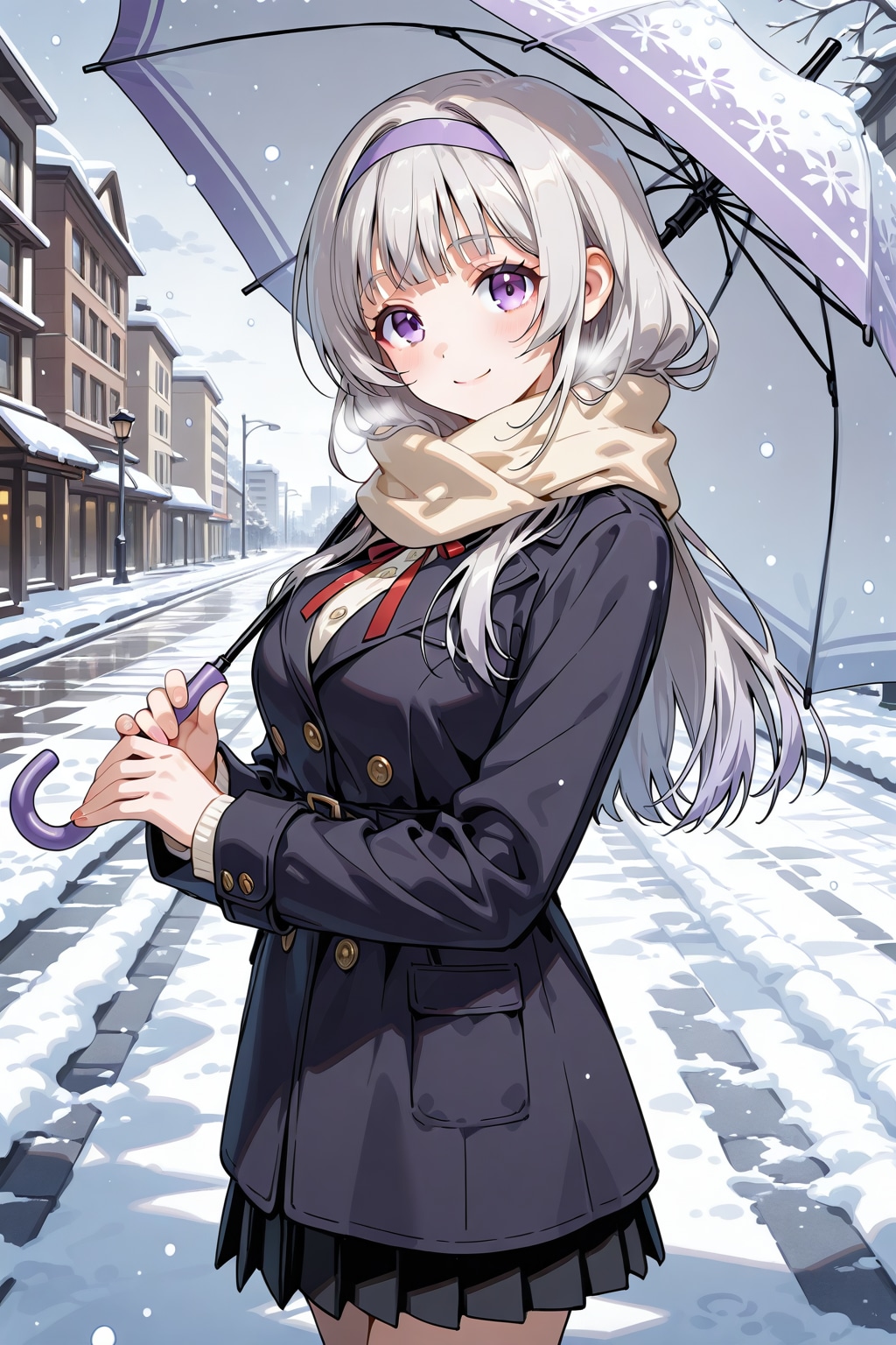 銀髪少女と雪景色