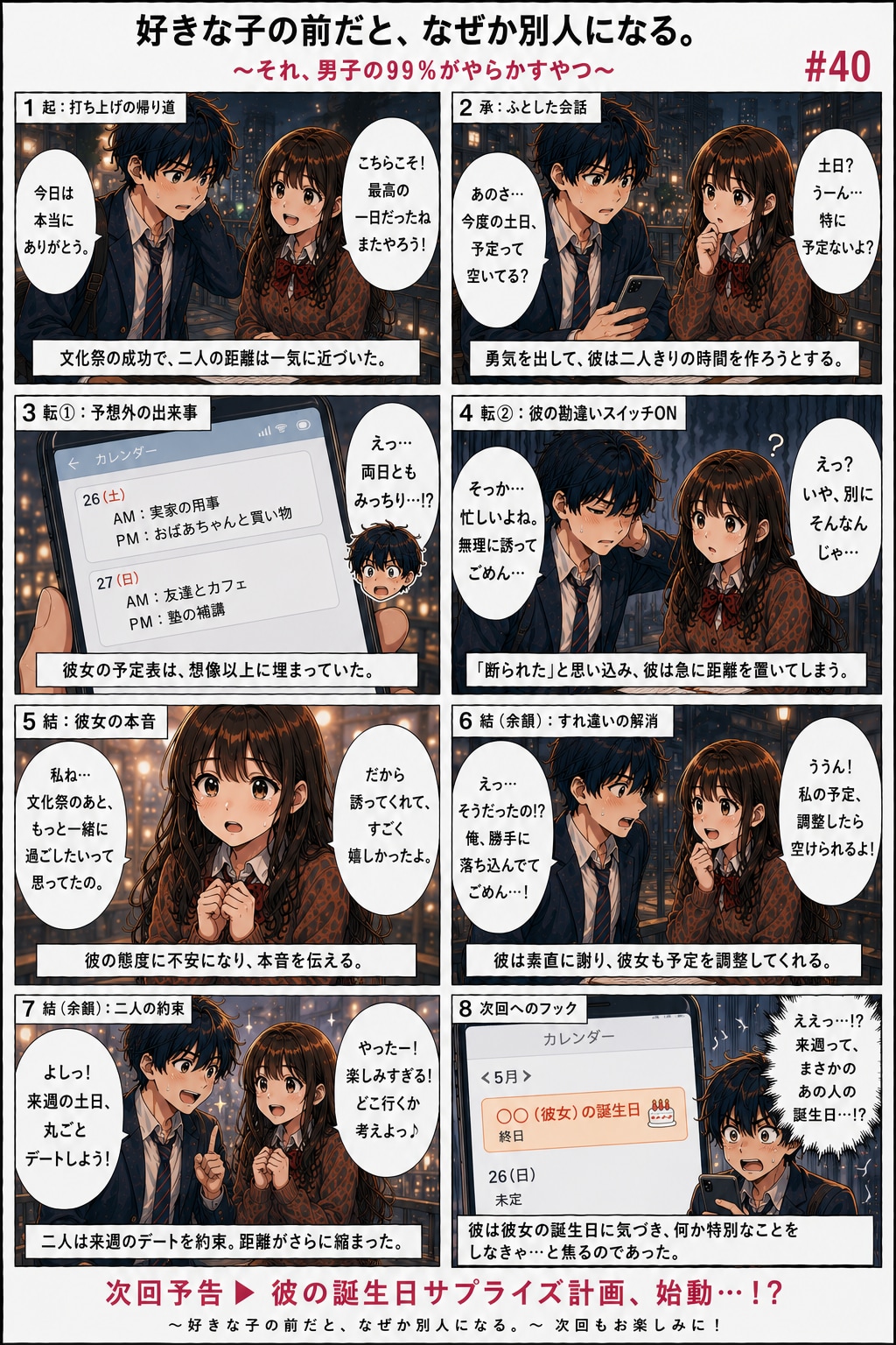 青春ラブコメシリーズ化：漫画生成GPT（GPTs）  「続きのストーリーの漫画を描いてください。」と言ったら続きができました。 勝手にストーリーが進行していきます。  GPTに丸投げしているので文化祭