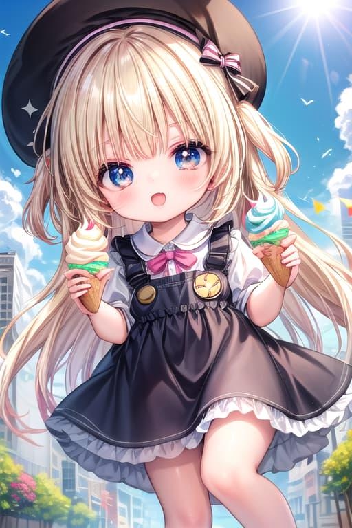 両手にアイス