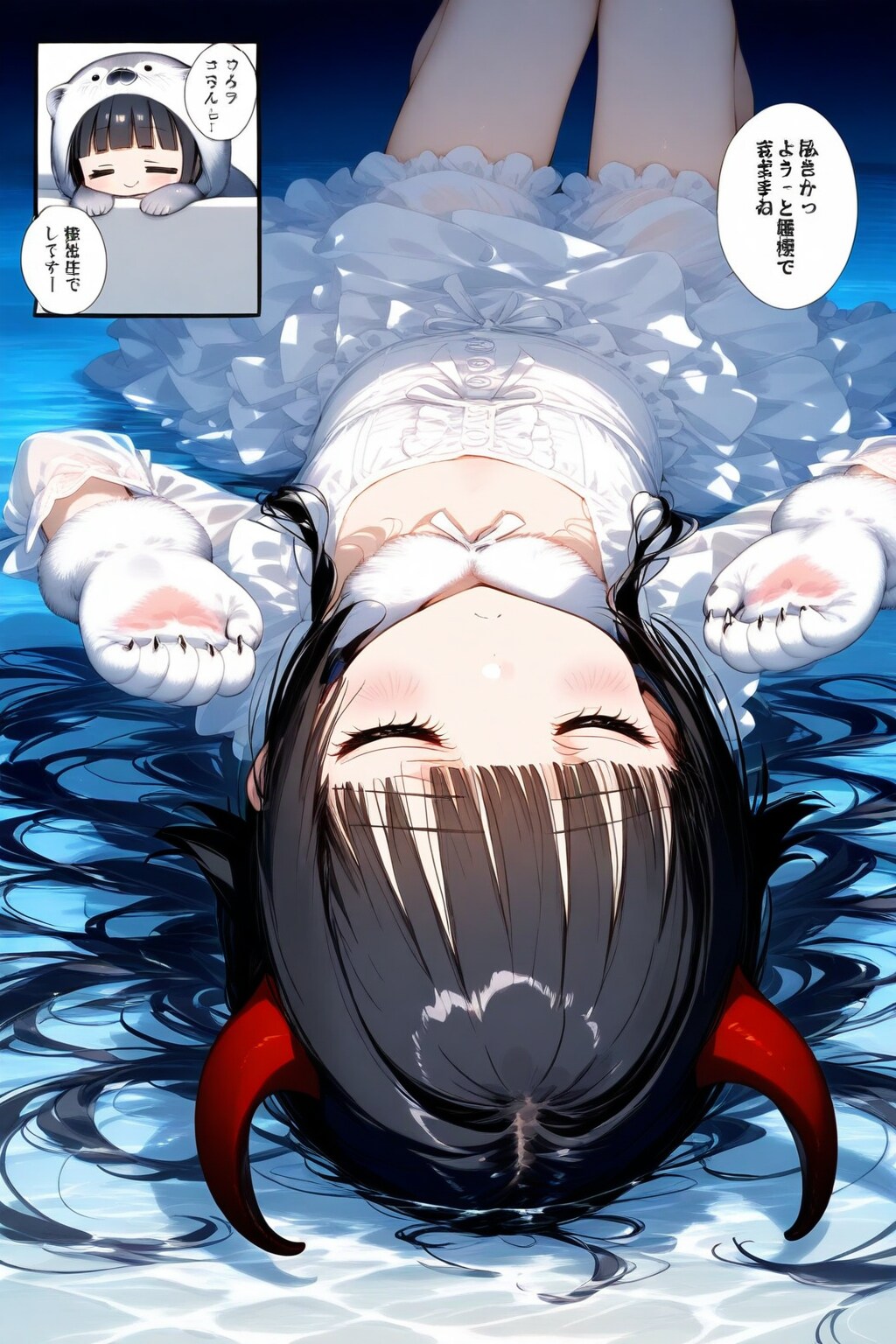 眠りにつくラッコ姫