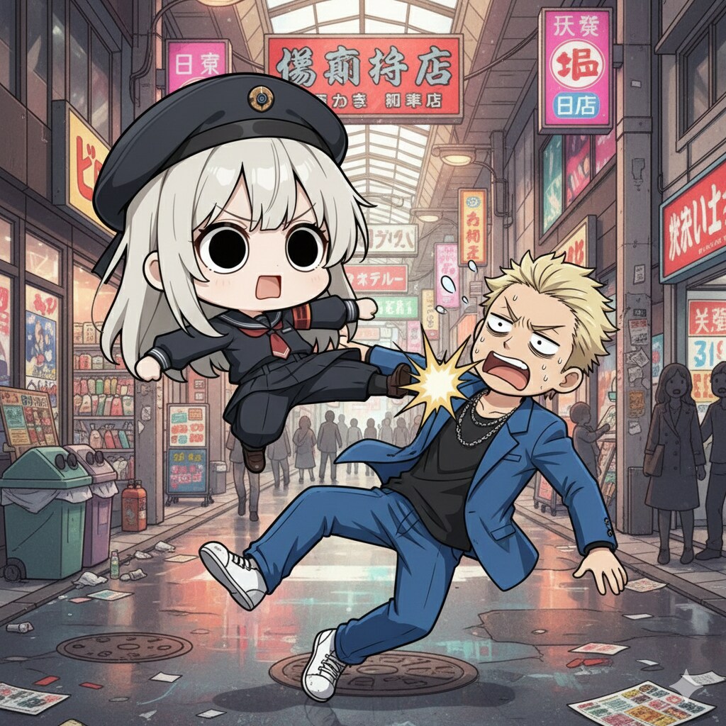 繁華街にはびこるぼったくり店の客引き共をやってしまいよったえらいこっちゃ嬢 | の人気AIイラスト・グラビア