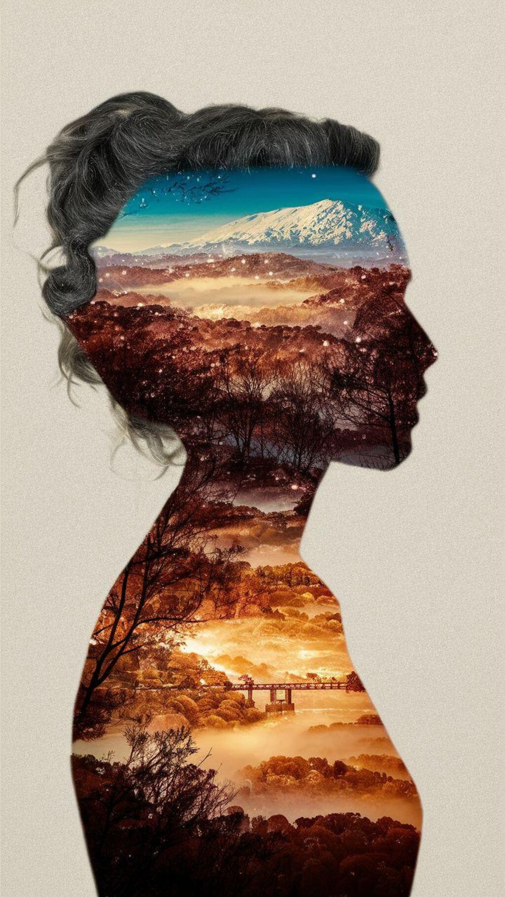 シルエットと日本の風景