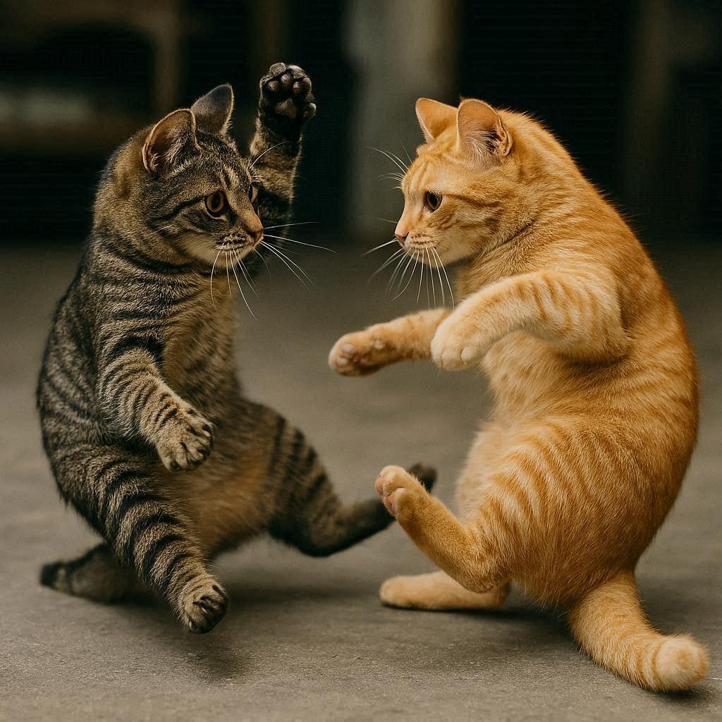 ダンスバトルする猫