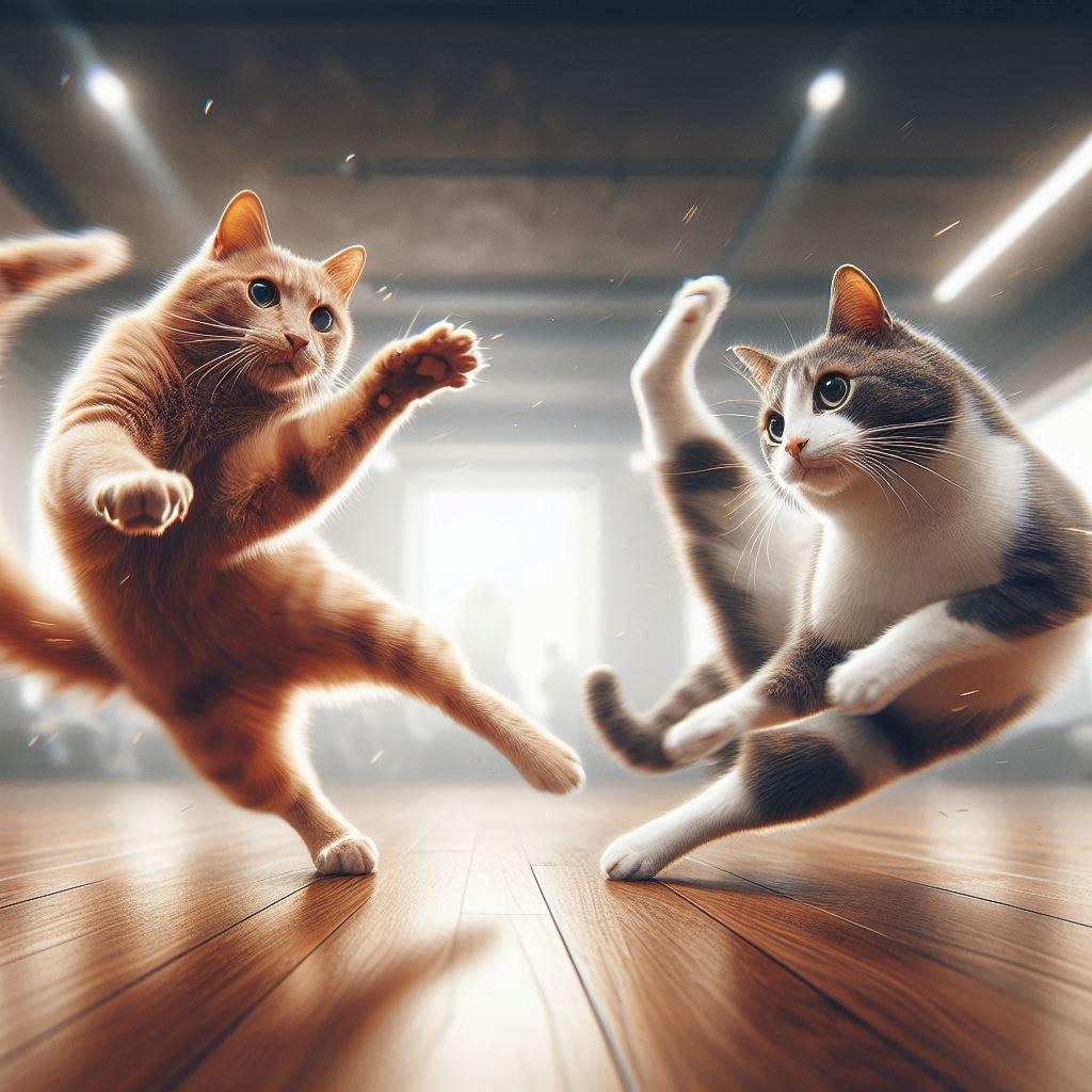 ダンスバトルする猫