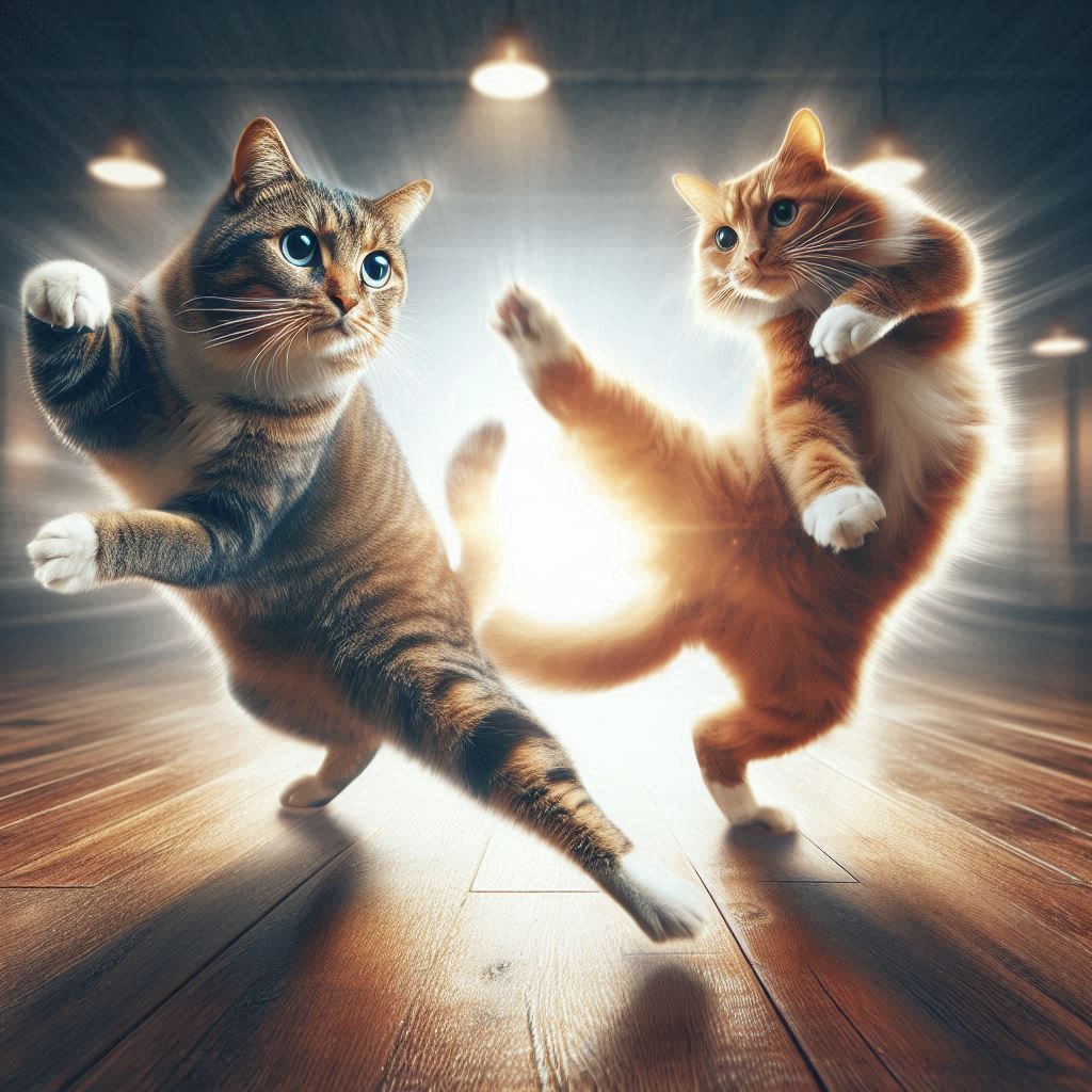 ダンスバトルする猫 | の人気AIイラスト・グラビア