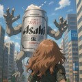 巨大なビール缶と対峙した小さな女の子 2枚目