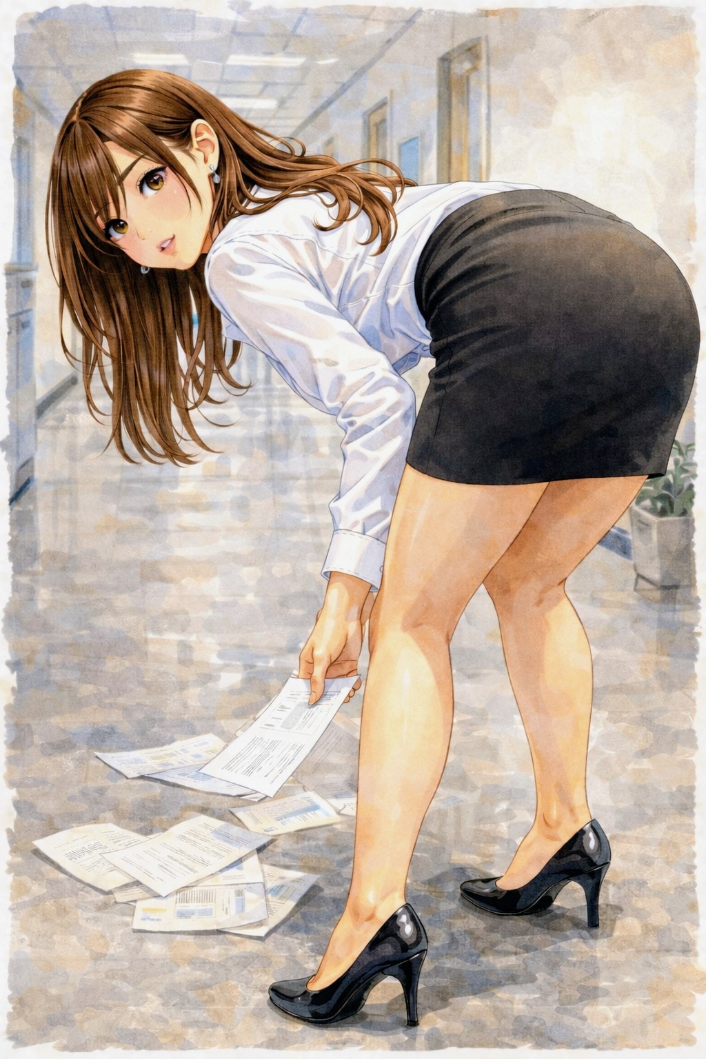 書類落としちゃった💦お姉やん | の人気AIイラスト・グラビア