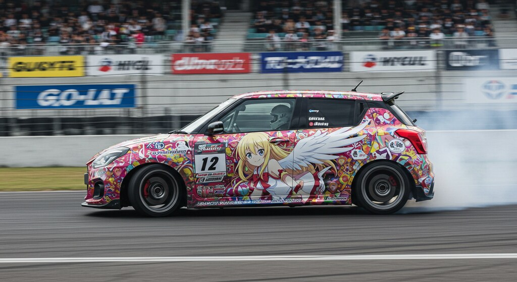 アニメキャラ痛車スイフトスポーツのドリ車