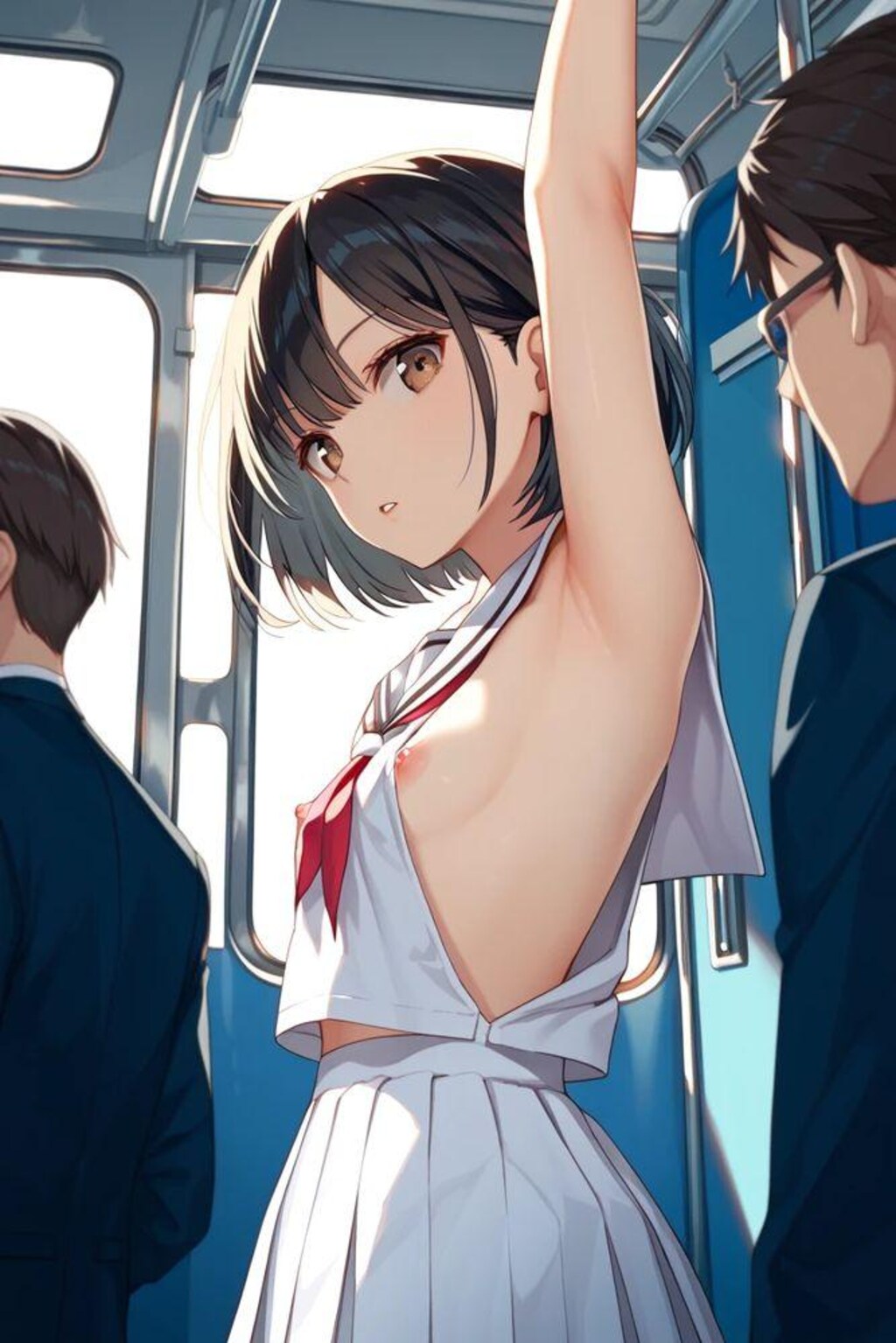 猛暑対応型セーラー服での通学風景（過度の露出による補導例）