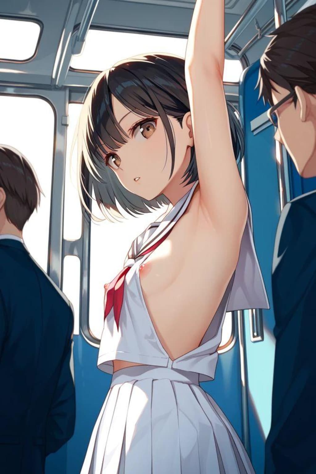 猛暑対応型セーラー服での通学風景（過度の露出による補導例）