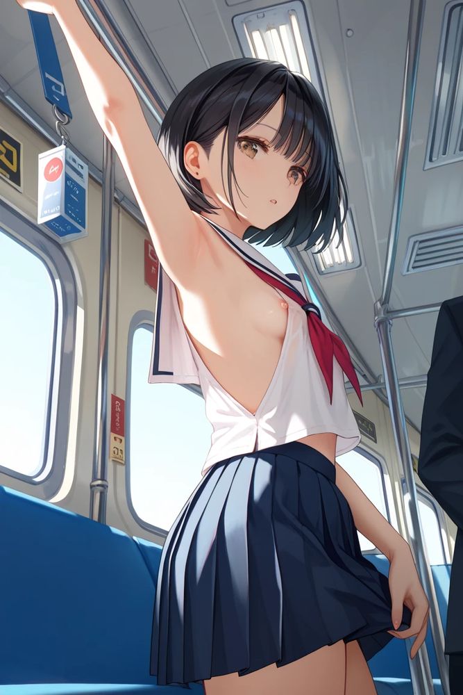 猛暑対応型セーラー服での通学風景（過度の露出による補導例）