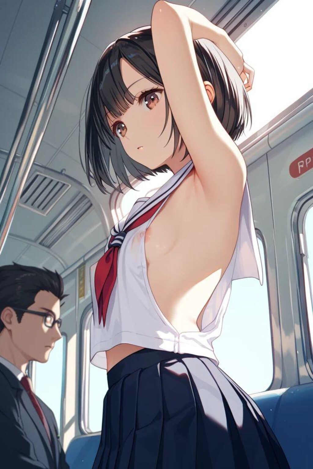 猛暑対応型セーラー服での通学風景（過度の露出による補導例）