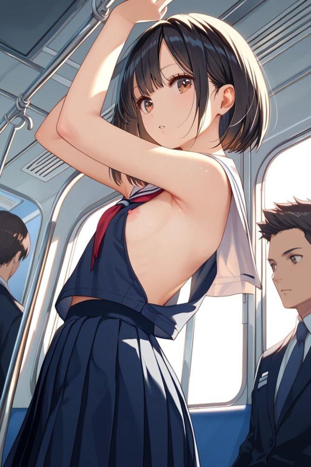 猛暑対応型セーラー服での通学風景（過度の露出による補導例）