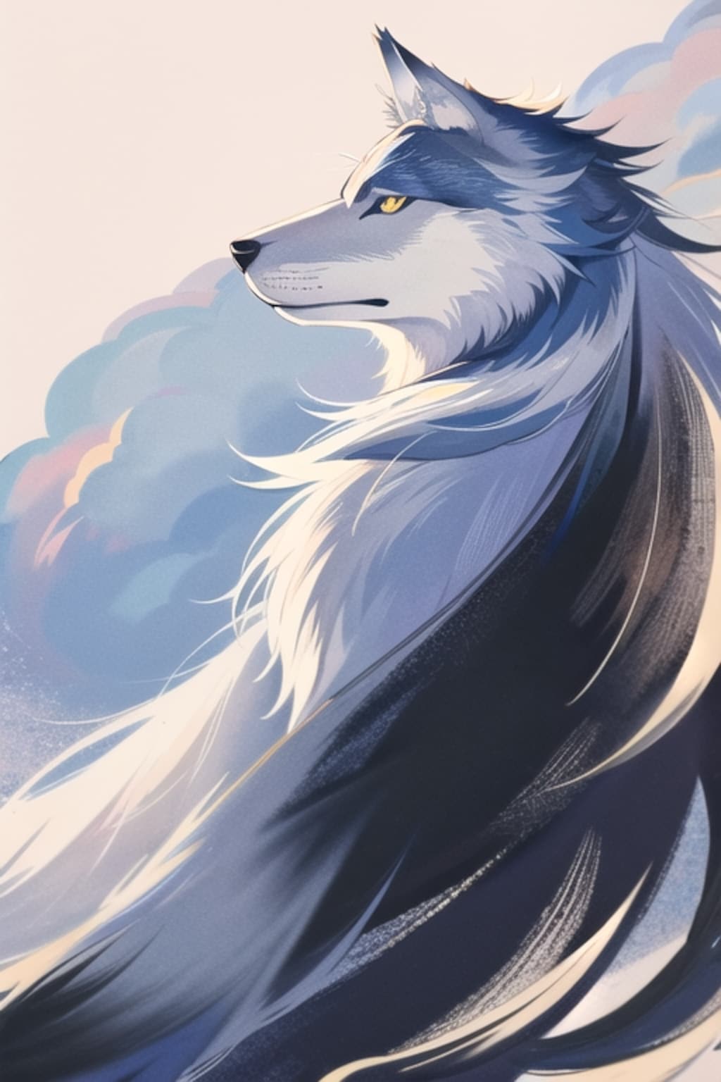 狼と狐（🐺🦊日本画）