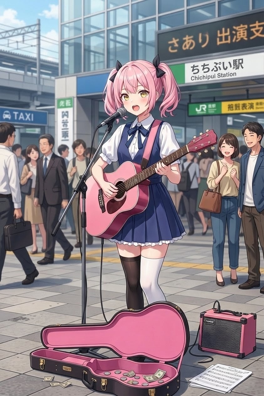 お忍びストリートライブ？ | の人気AIイラスト・グラビア