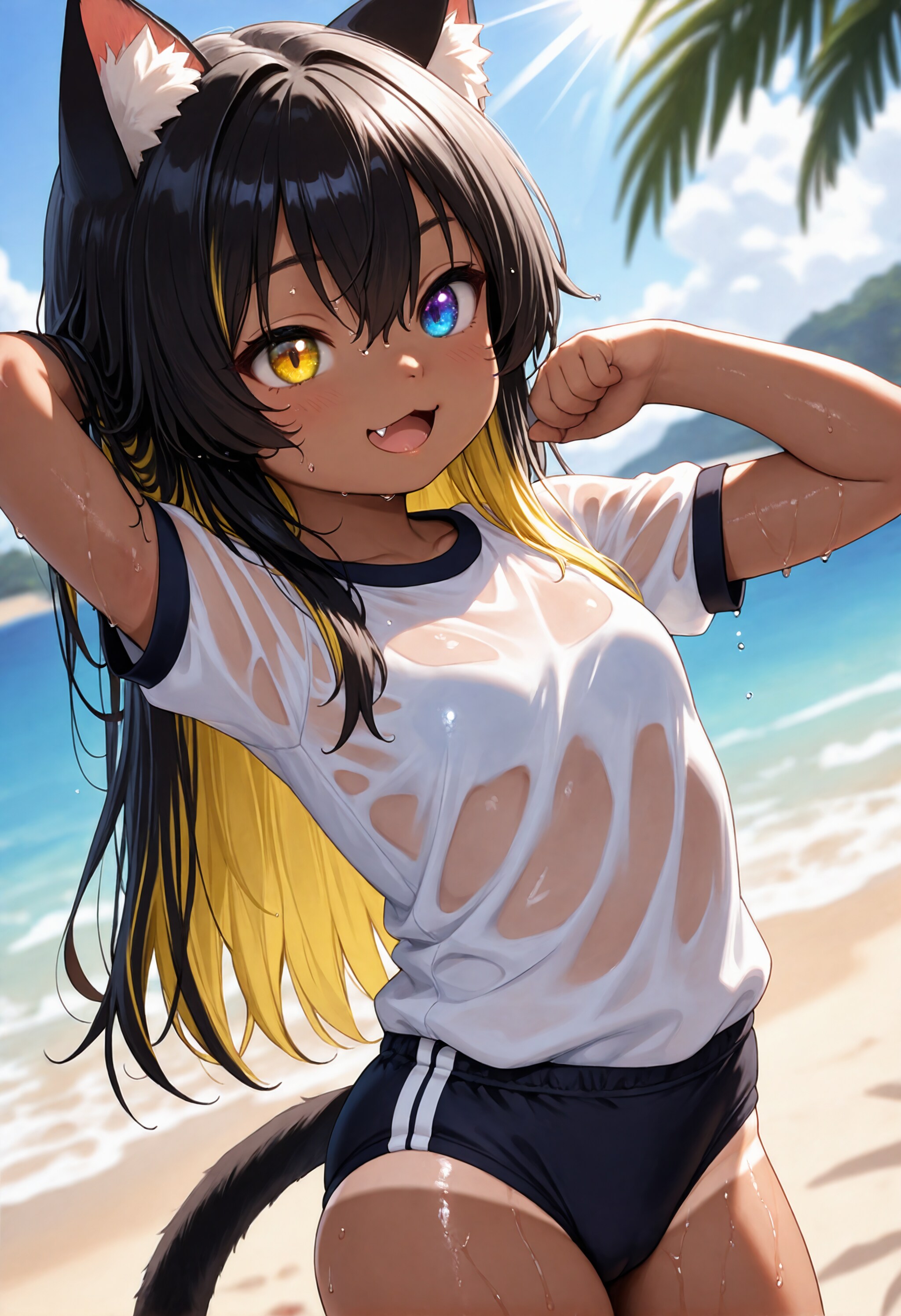 浜辺で食い込むブルマ